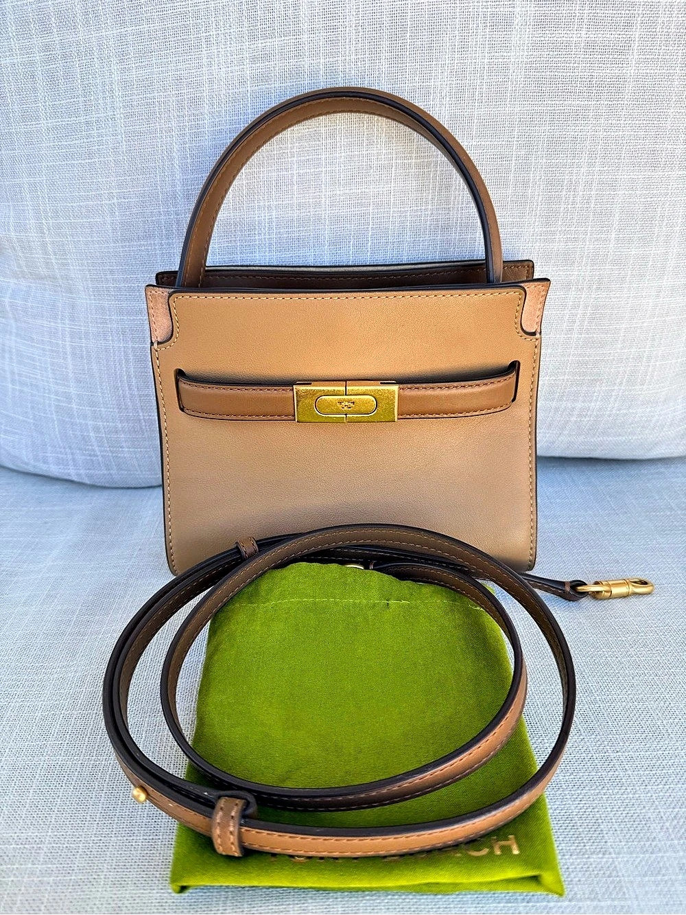 Tory Burch Lee Radziwill Petite Double Bag Brown - Picture 2 of 7